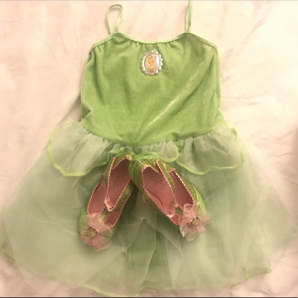 Disney Tinker Bell Dress & Shoes costume sz 4-6